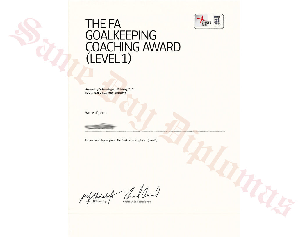 Certificate - Goalkeeping Coach