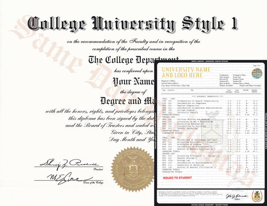 College University Stock Diploma and Stock Transcripts USA