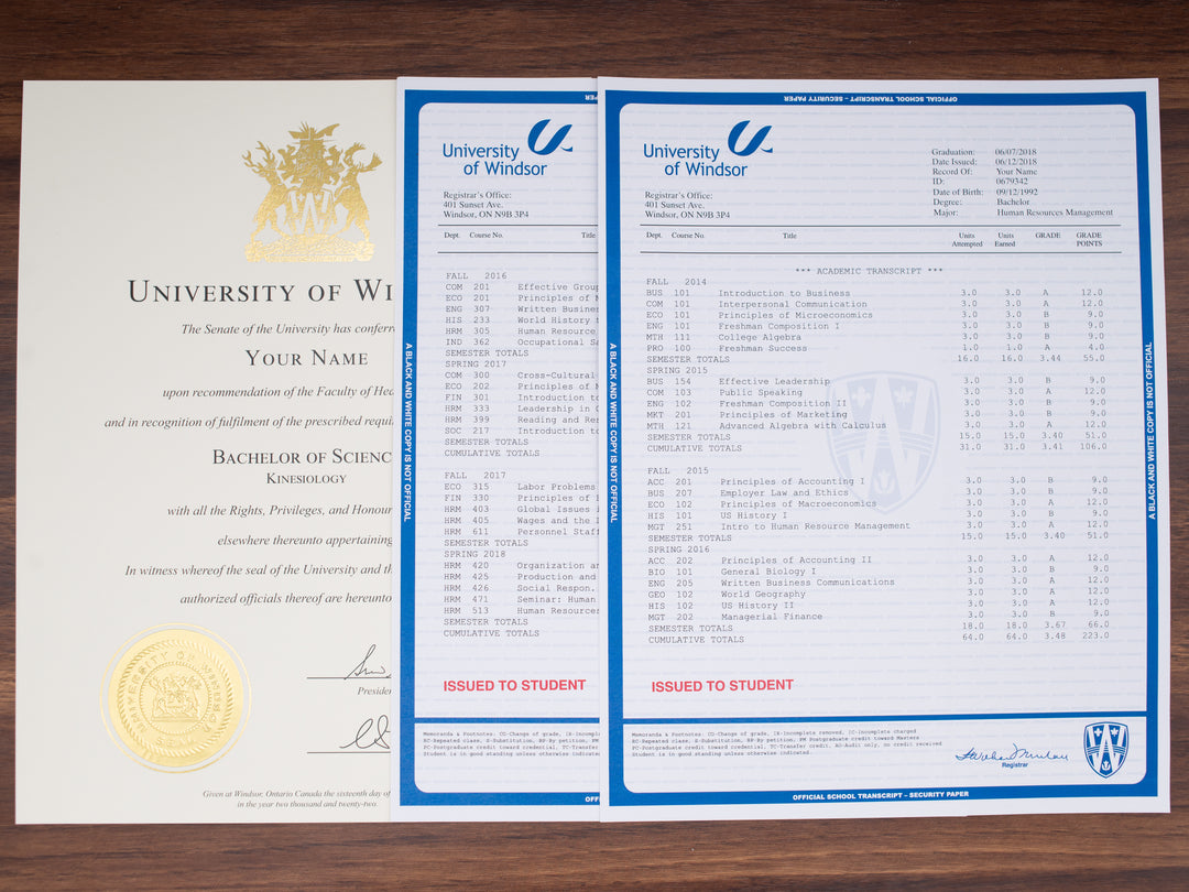 Canada College/University Match Diploma and Stock Transcripts