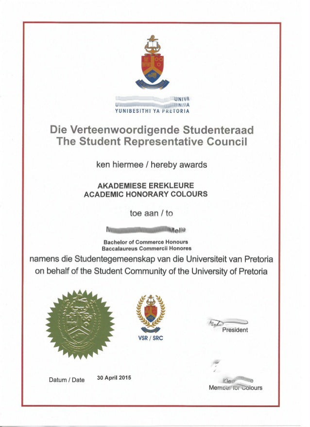 College and University Match Diploma from Africa