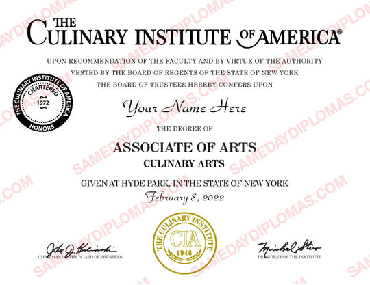 Fake Culinary Certificates