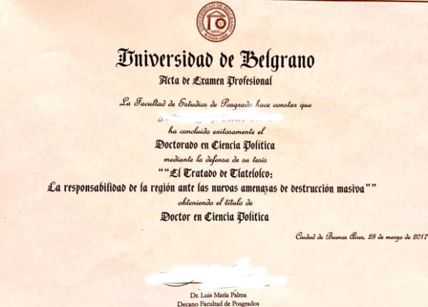 College and University Match Diploma From Argentina