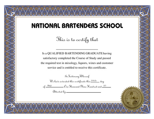 Bartending Certificates
