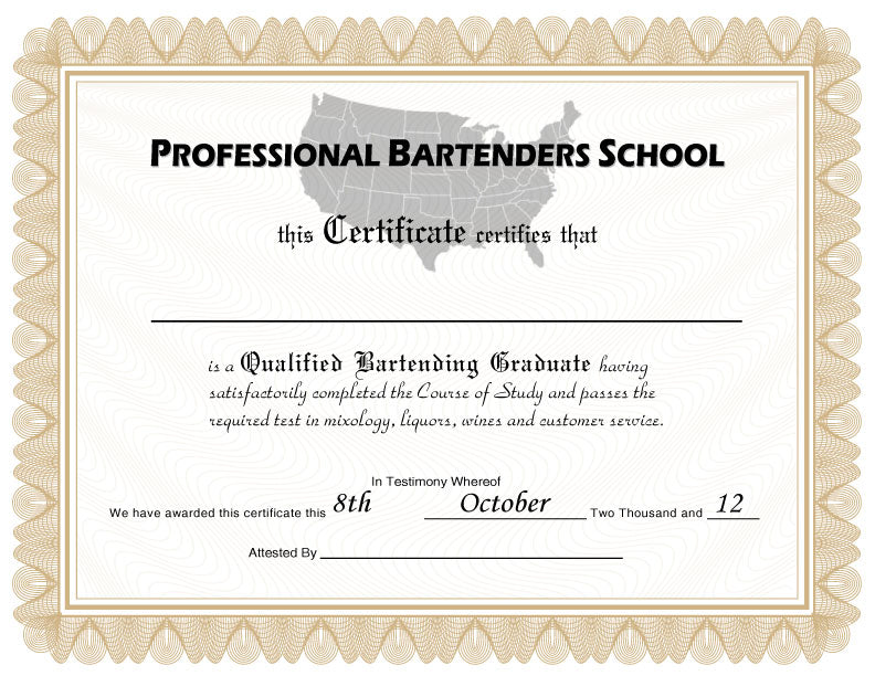 Bartending Certificates