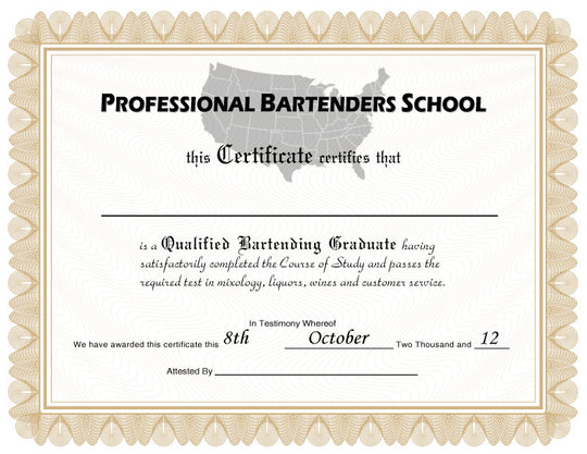 Bartending Certificates