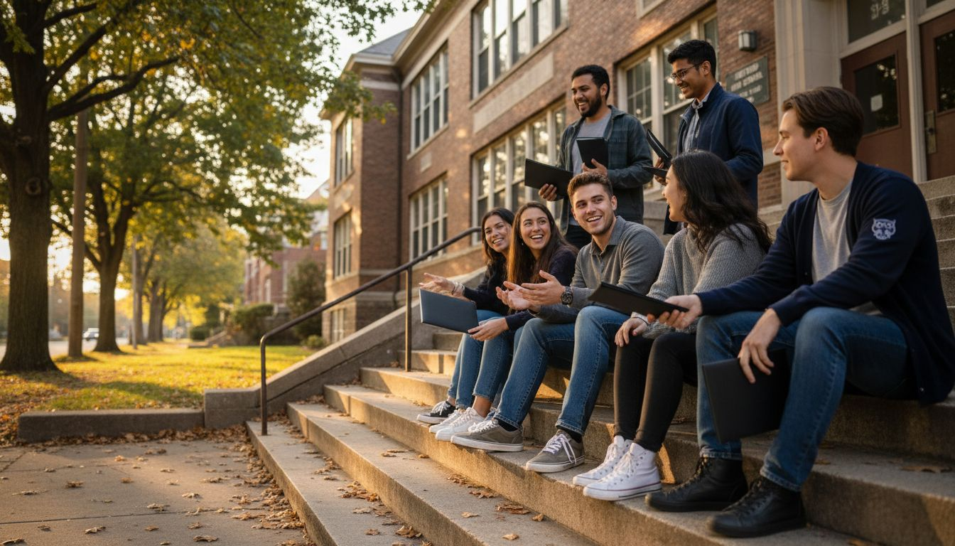 Diverse students holding diplomas at graduation