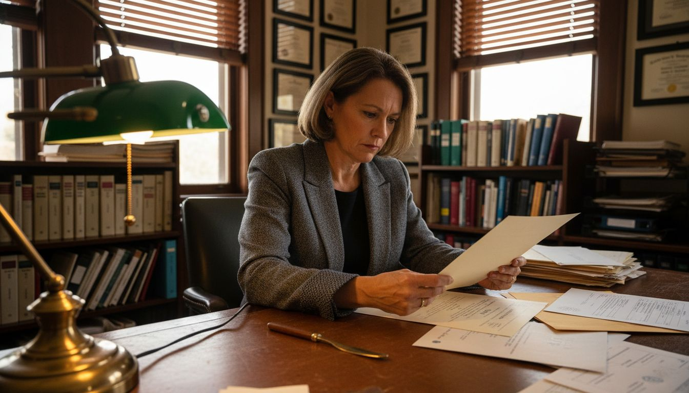 Woman examining diploma in university office