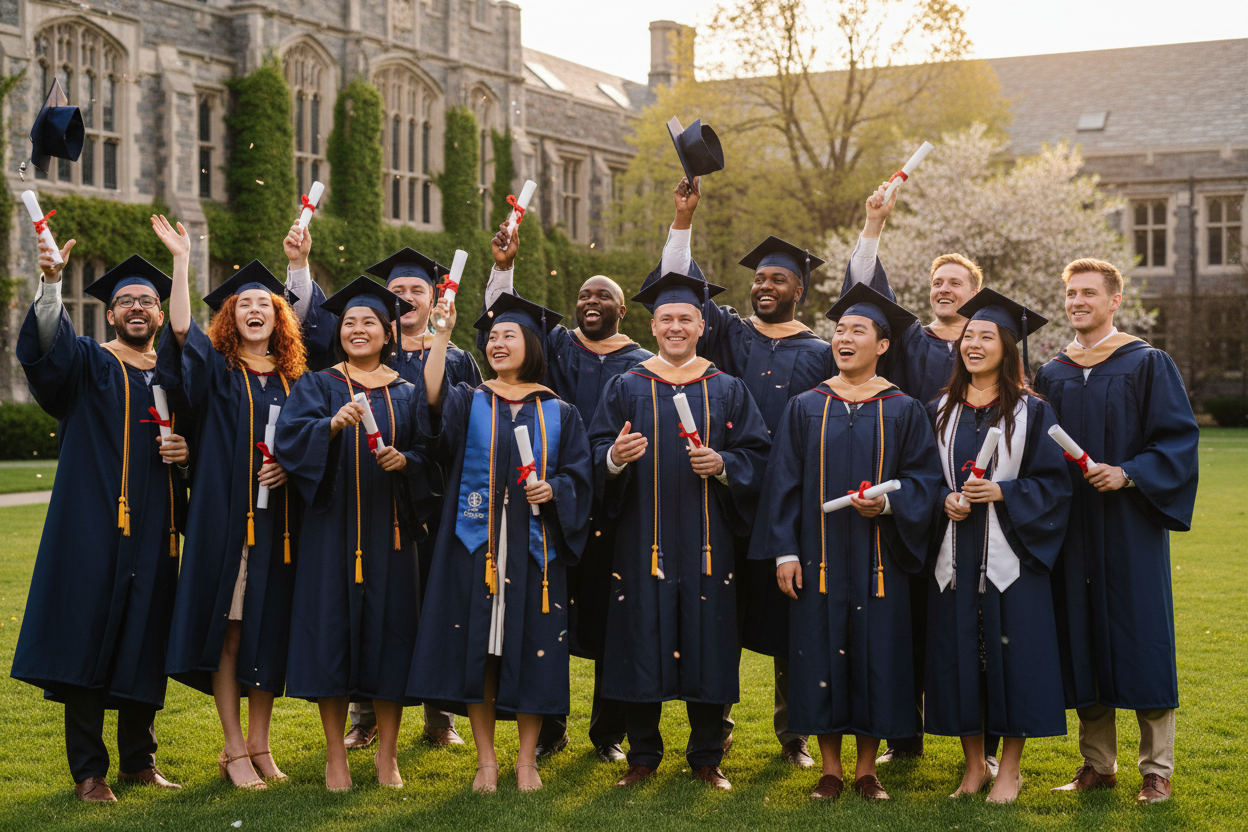 Graduates with their diplomas