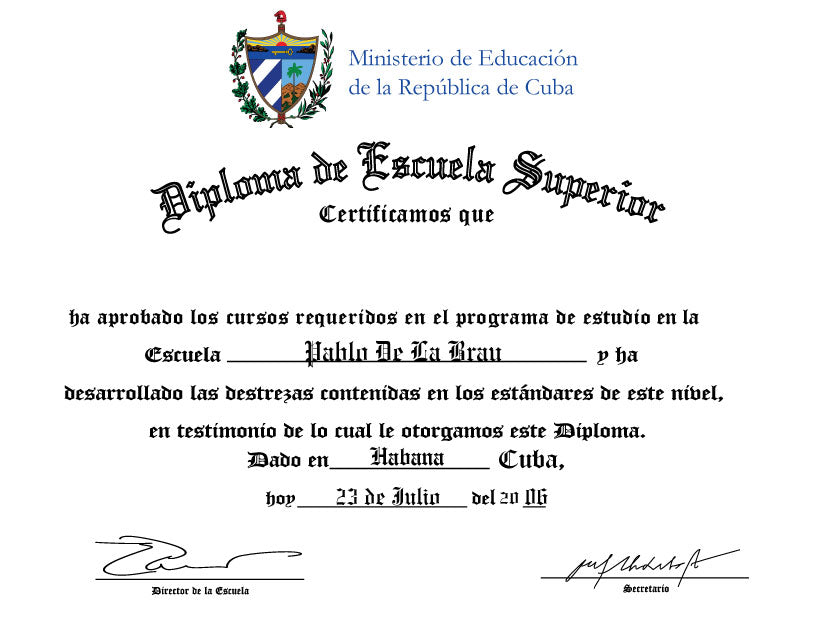 Spanish Secondary Certificate