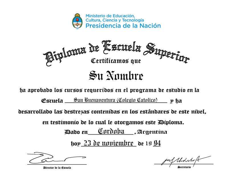 Spanish Secondary Certificate