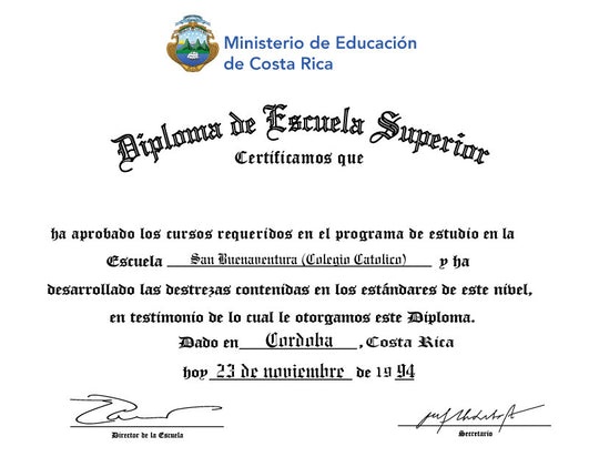 Spanish Secondary Certificate