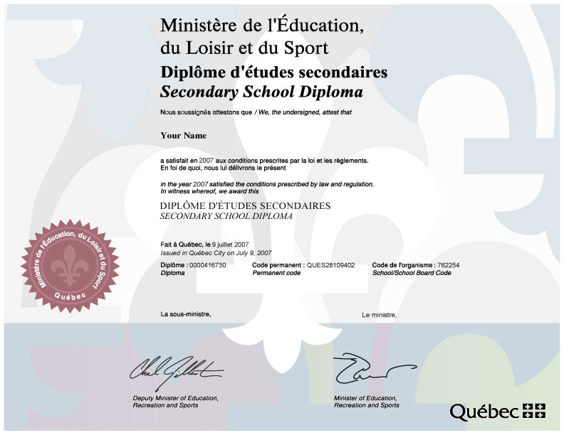 Secondary School Canada Diplomas