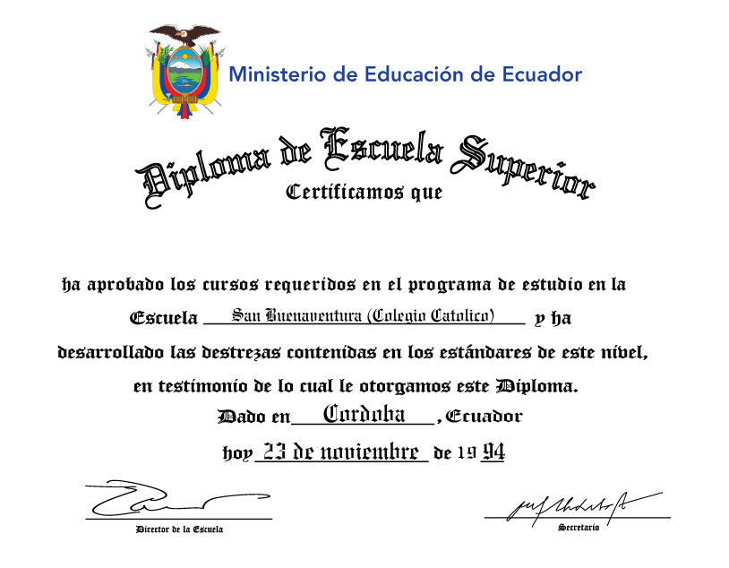 Spanish Secondary Certificate