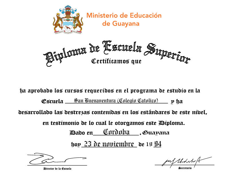 Spanish Secondary Certificate