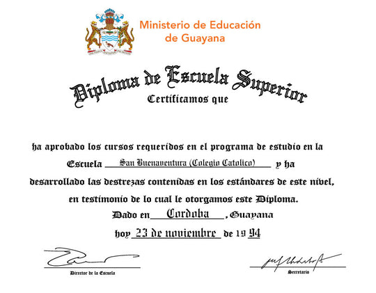 Spanish Secondary Certificate