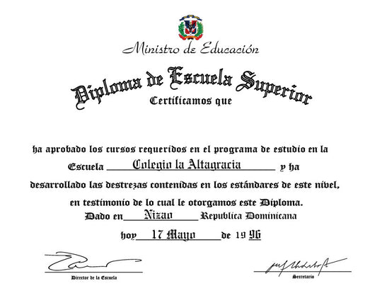 Spanish Secondary Certificate