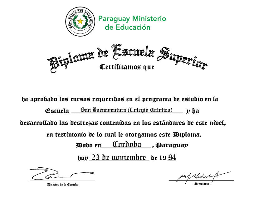 Spanish Secondary Certificate