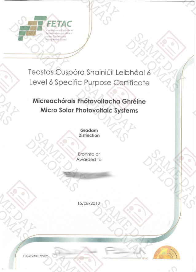 Certificate -  FETAC