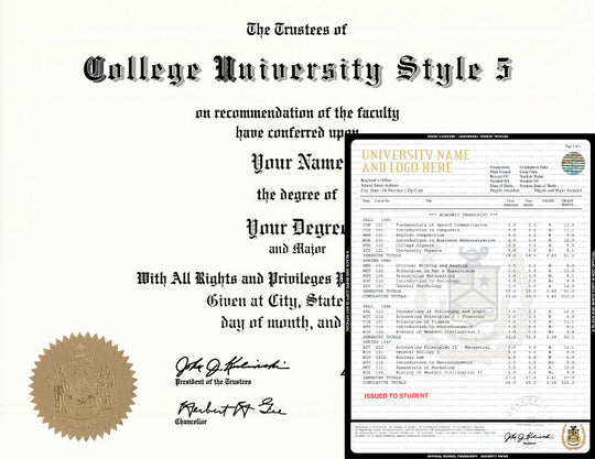 College University Stock Diploma and Stock Transcripts USA