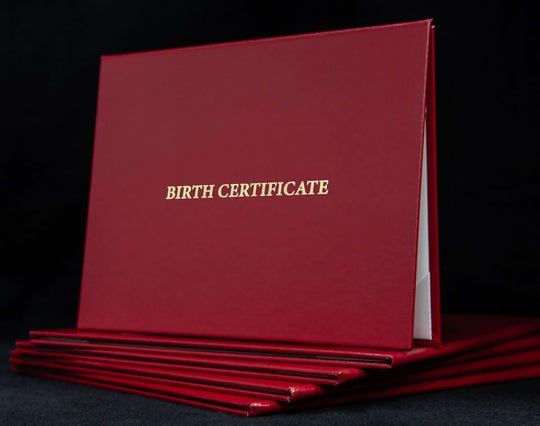 Custom engraved birth certificate cover by Hey Congrats! featuring elegant design and personalized engraving for special occasions.