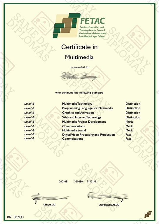 Certificate - FETAC - Hey Congrats!