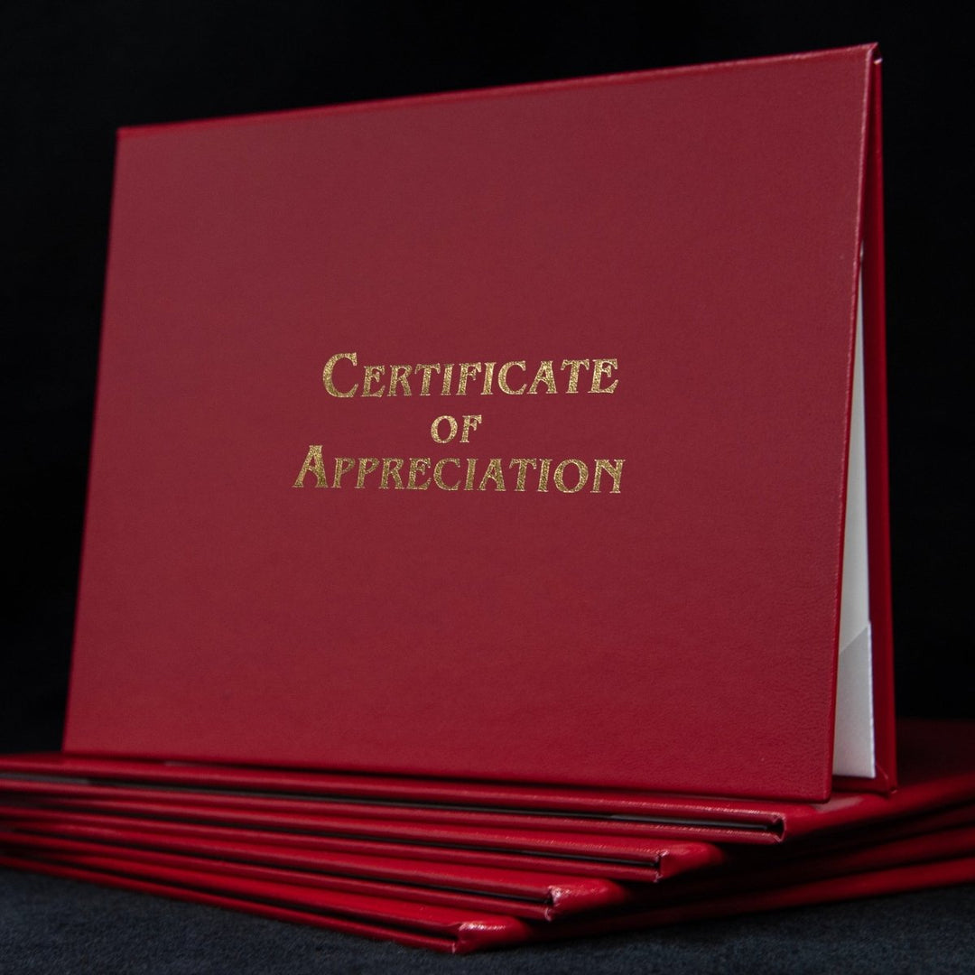 Engraved Cover for Certificate of Appreciation by Hey Congrats! showcasing a sleek, personalized presentation cover for awards and recognitions.