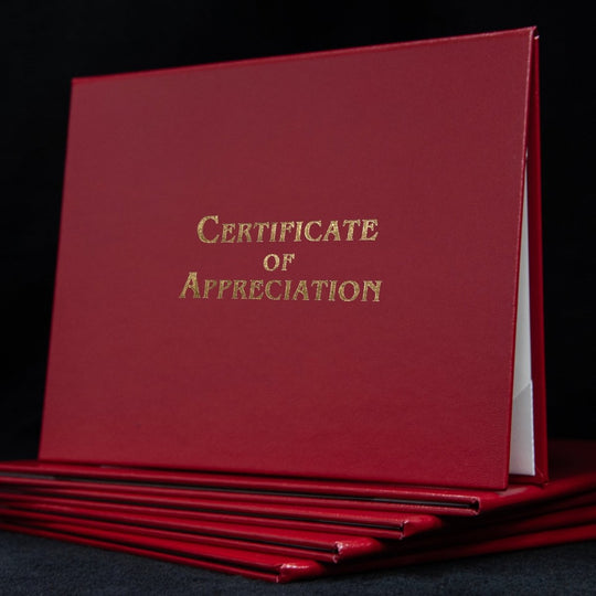 Engraved Cover for Certificate of Appreciation by Hey Congrats! showcasing a sleek, personalized presentation cover for awards and recognitions.
