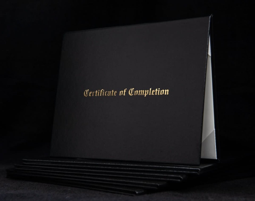 Engraved Cover for Certificate of Completion with decorative design, suitable for awards and recognition presented by Hey Congrats!