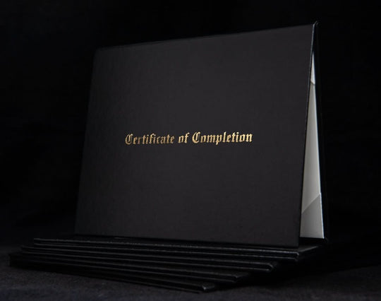 Engraved Cover for Certificate of Completion with decorative design, suitable for awards and recognition presented by Hey Congrats!