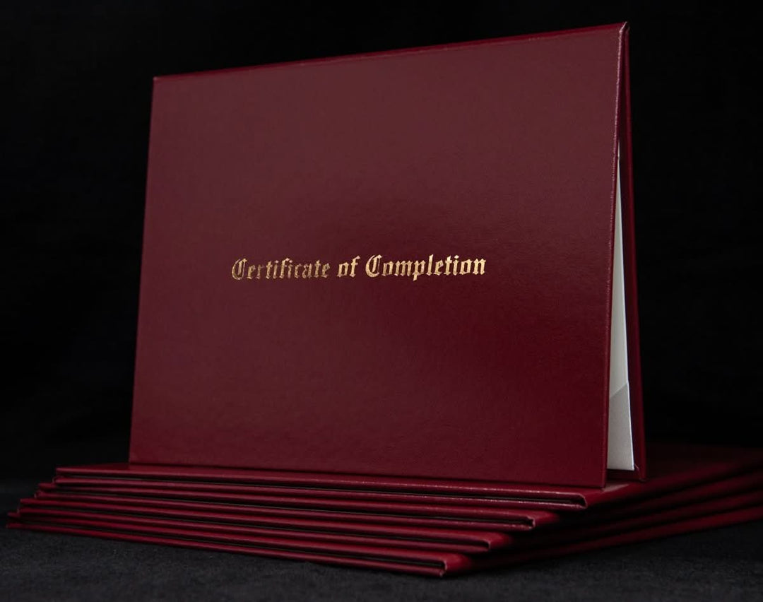 Engraved cover for certificate of completion by Hey Congrats! featuring elegant design and durable material.
