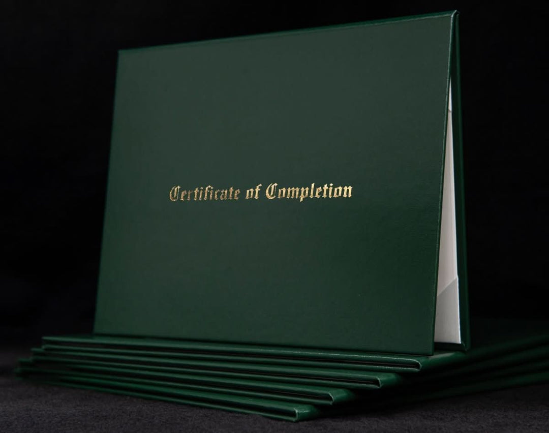 Engraved cover for certificate of completion by Hey Congrats! with elegant design and secure closure for professional presentation.