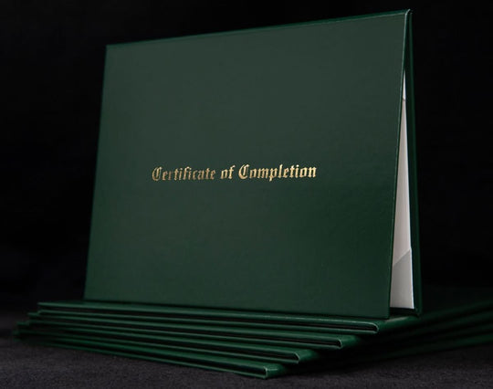 Engraved cover for certificate of completion by Hey Congrats! with elegant design and secure closure for professional presentation.