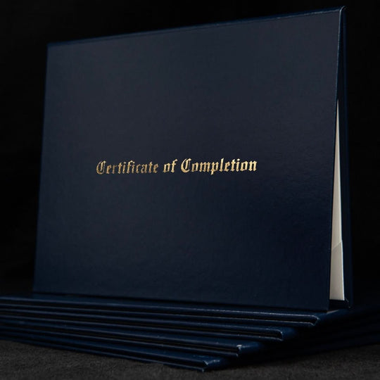 Engraved Cover for Certificate of Completion by Hey Congrats! featuring a sleek design and elegant inscription.