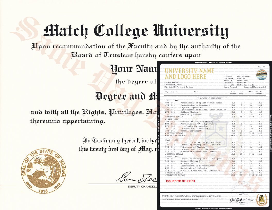 College and University Match Diploma, Degree & Stock Transcripts, USA - Hey Congrats!