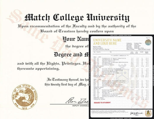 Match diploma and transcript sample 2