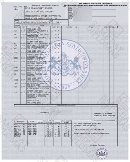 Match diploma and transcript sample 15