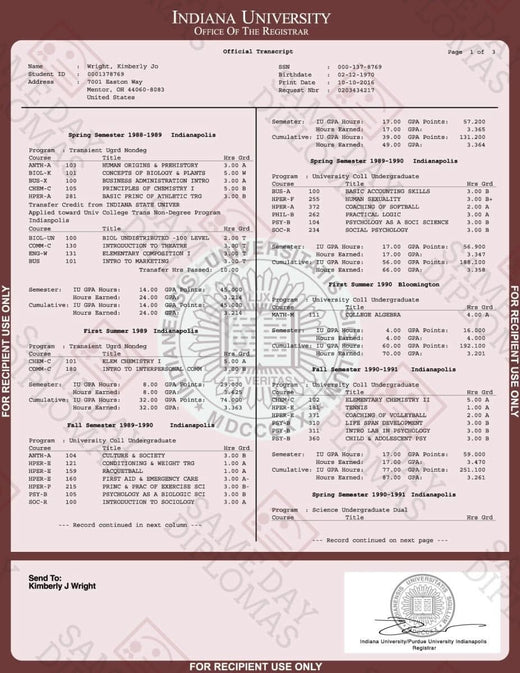 Match diploma and transcript sample 7