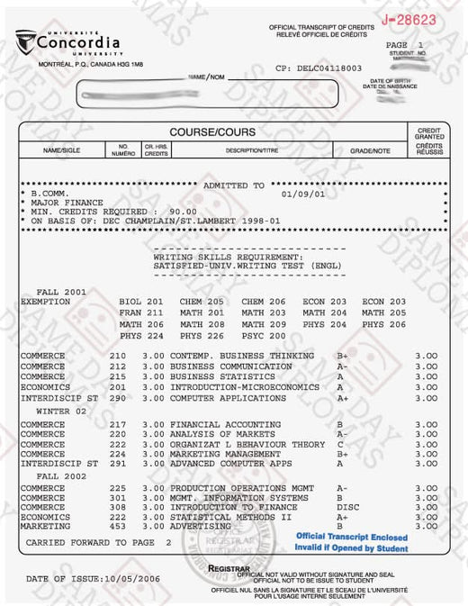 Match diploma and transcript sample 5