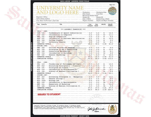 Match diploma and transcript sample 3