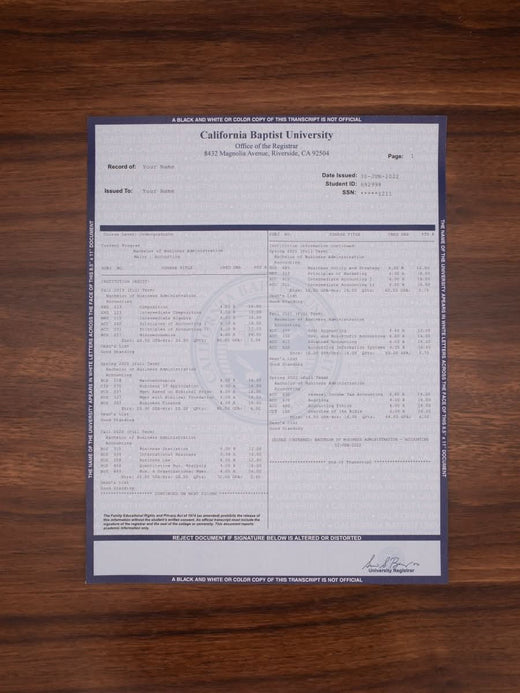 Match diploma and transcript sample 1