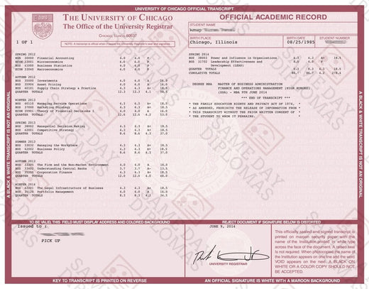 Match diploma and transcript sample 12