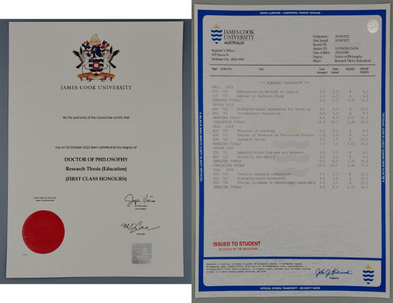 Australia College/University Match Diploma and Stock Transcript Package