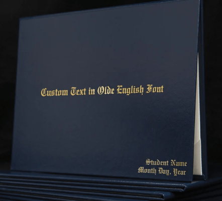Hey Congrats! engraved diploma cover with space for student name, elegant leather-look design for graduation ceremonies.