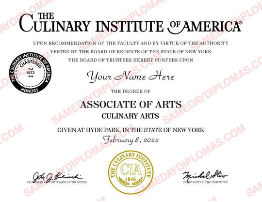 Fake culinary certificates by Same Day Diplomas featuring realistic design and official-looking text.