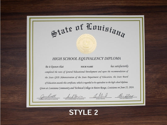 GED replacement diploma certificate authentic design Style 2