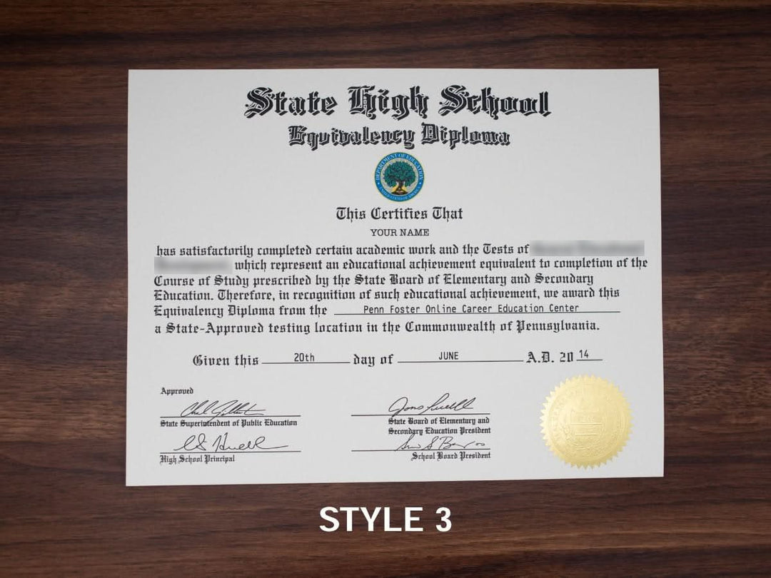 Hey Congrats! high school equivalency diploma display copy with a decorative border on a white background.