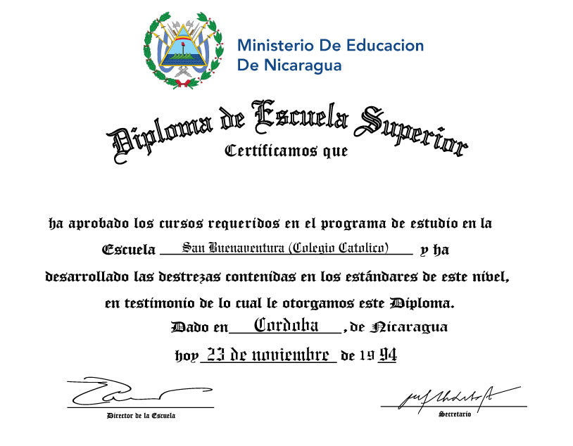 Spanish Secondary Certificate