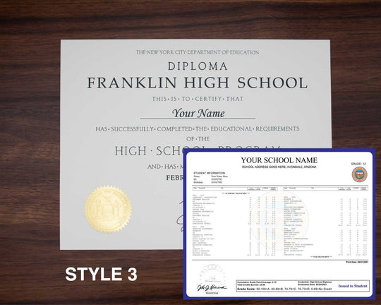 Stock High School Diploma and Transcript Package - Hey Congrats!