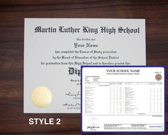 Stock High School Diploma and Transcript Package - Hey Congrats!