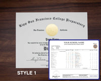 Stock High School Diploma and Transcript Package